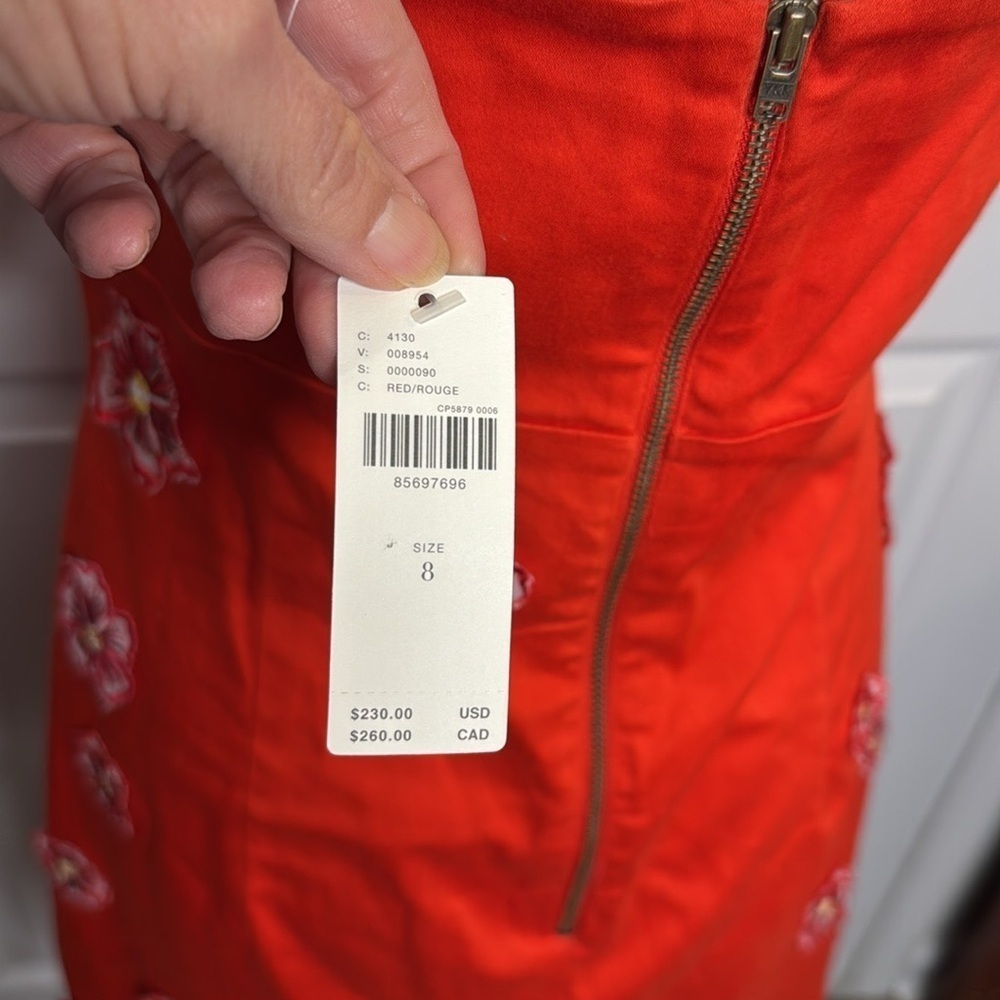Maeve by Anthropologie Red Floral Mini Dress New size 8 - Picture 6 of 8
